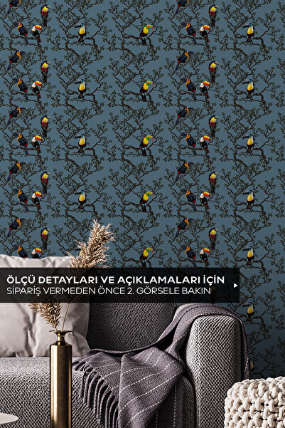 Pluswall Egzotik Kuş ve Tropikal Orman Kendinden Yapışkanlı Duvar Kağıdı, Tuk...