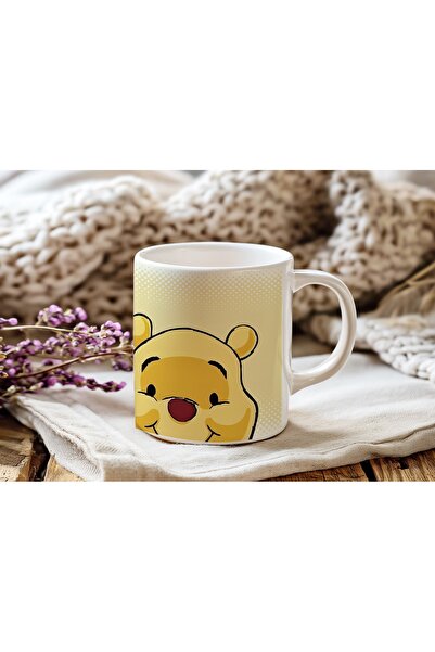 Beramussa Winnie The Pooh Tatlı Ayıcık Temalı Kupa Bardak - Sarı Sevimli Retr...