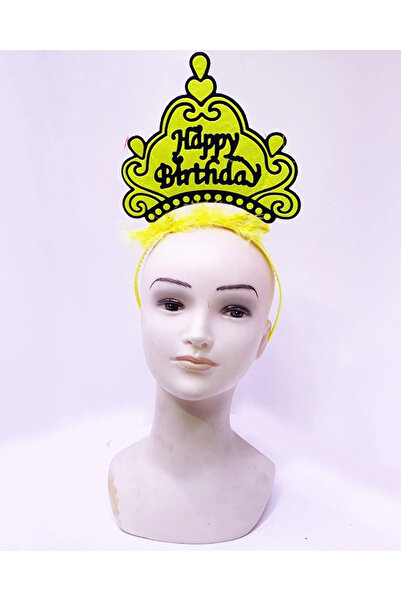COjans Happy Birthday Neon Yellow Color Birthday Crown 24x15 Cm