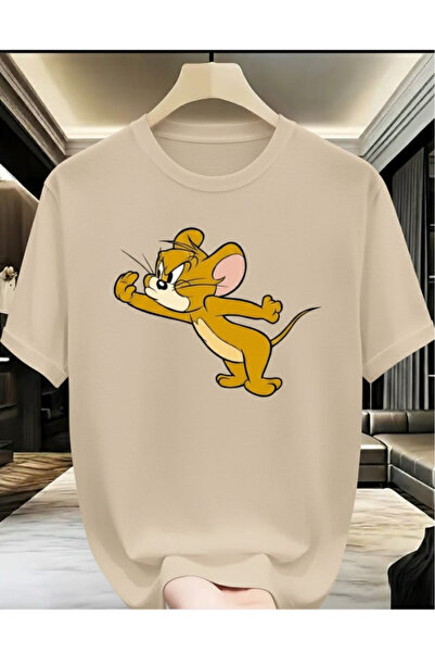 New Shine تي شيرت جيري مطبوع كبير الحجم