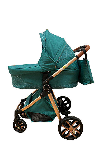 L-Sun 3 in 1 stroller, 3 pieces: carrycot, sport seat and car seat, T6 - green