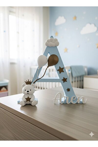 ElertDesignStudio Kişiye Özel İsimli 3D Harf Dekoru Bebek Çocuk Odası Kapı/Du...