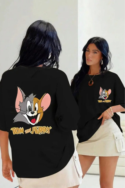 New Shine تيشيرت توم وجيري مطبوع قصة فضفاضة