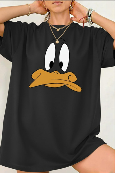 New Shine تي شيرت البط مطبوع قصة فضفاضة