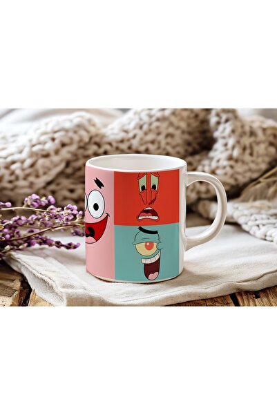 Beramussa كوب ملون بتصميم شخصية سبونج بوب - تصميم ممتع بطابع الرسوم المتحركة