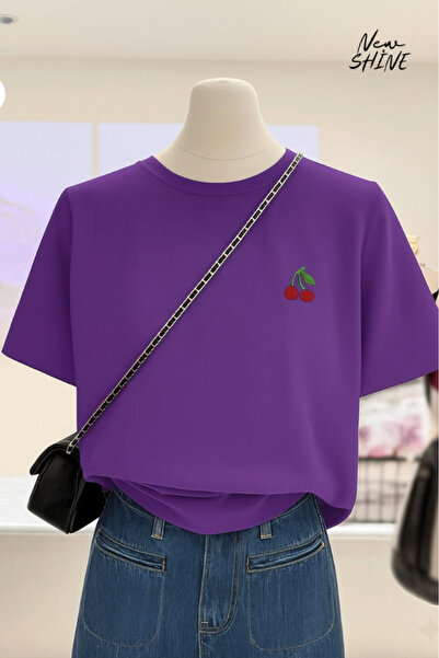 New Shine تي شيرت كبير الحجم بطبعة الكرز