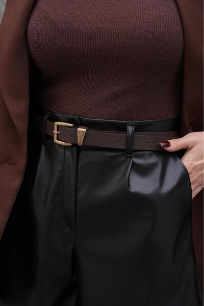 NOİR LUXE Bitter Brown Antique Buckle Belt