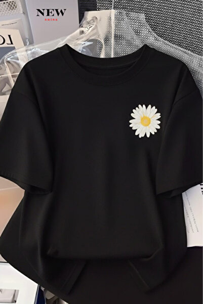 New Shine تي شيرت ديزي مطبوع كبير الحجم