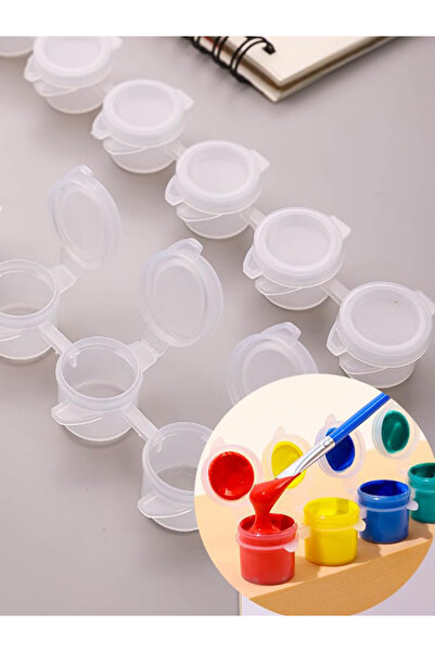 HepsiSepette 10'lu 6 Şerit Boş 3ml Boya Kutusu Hafif Yumuşak Suluboya, Akrilik ve Guaj Boya Depolama İçin İdeal