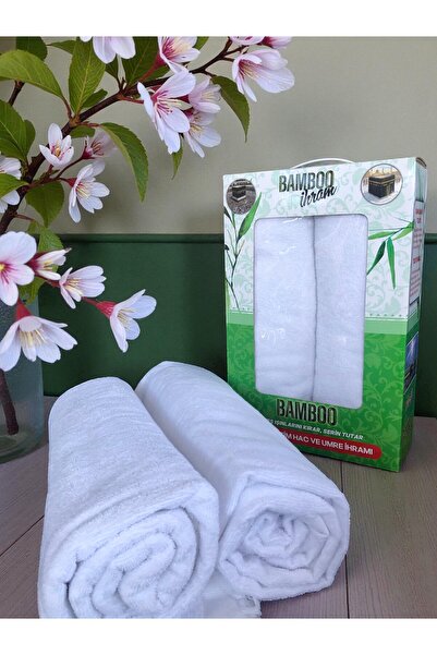 Bikaya Home Bamboo Ihram Set - 110 X 220 cm - 100% Bamboo - 1250Gr - 2 Pieces - Soft and White Color - Boxed