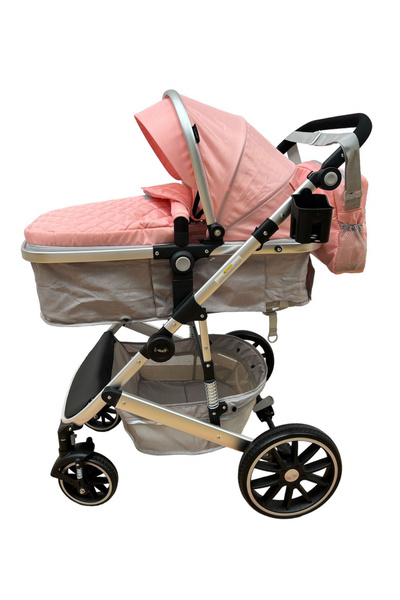 L-Sun 2 in 1 Stroller T1 Pink-Gray, with suspensions, reversible, with bag, 0-36 months