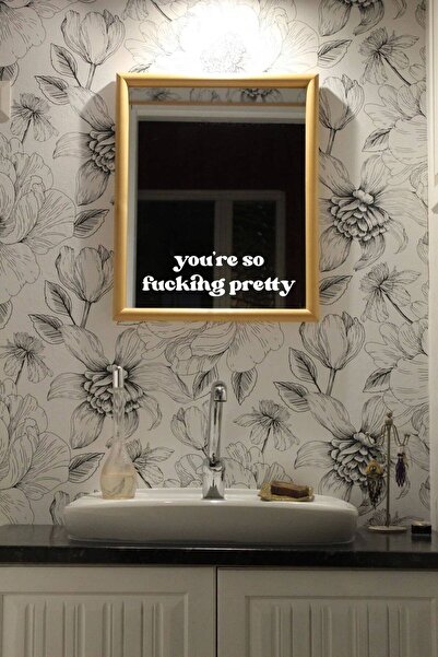 Hediyeni Al Mirror Decoration Sticker - You'Re so Pretty - - 30X9 cm