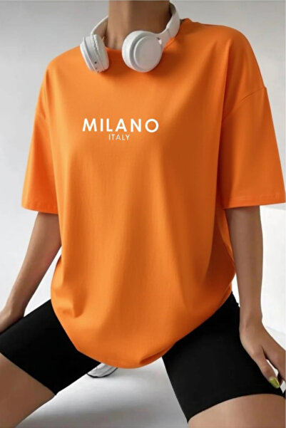 New Shine ميلانو إيطاليا مطبوع قصة فضفاضة تي شيرت