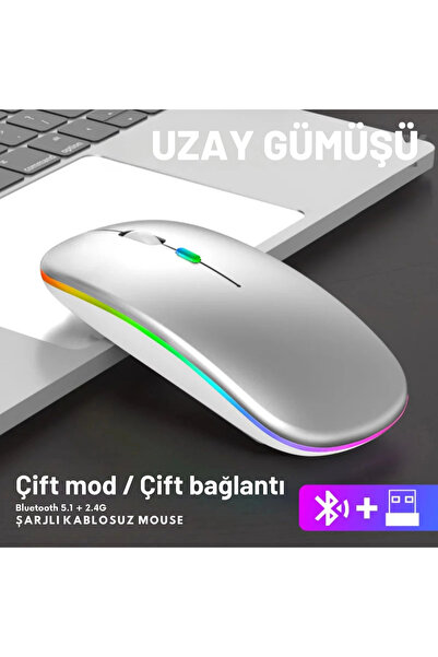 SHOPYTECH Shopy Tech Çift Mod Kablosuz Mouse Bluetooth 5.2 + 2.4G Şarjlı Sess...
