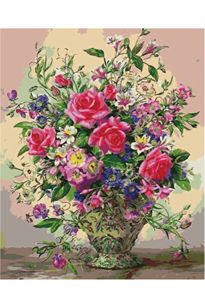 Painting by numbers Pictură pe numere Trandafiri cu ramă de lemn 40x50 cm