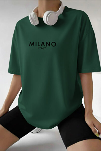 New Shine ميلانو إيطاليا مطبوع قصة فضفاضة تي شيرت