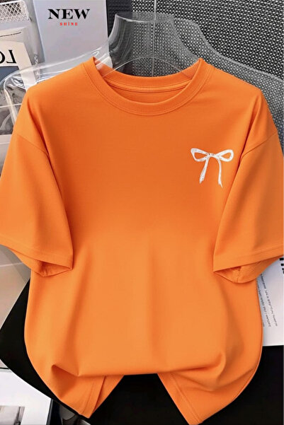 New Shine Tricou oversize cu imprimeu cu fundă