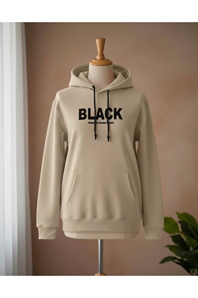 3 iplik black yazılı sweatshirt