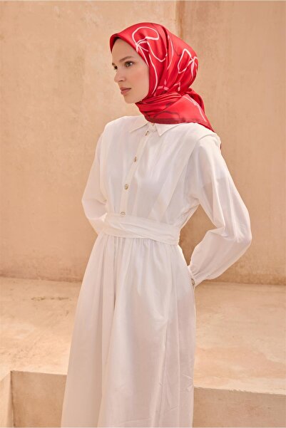 Belli Red Line Bow Pattern 100% Pure Tivil Silk Scarf-Kvs0772