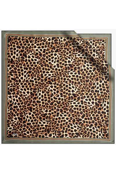 Aker Sura Silk Scarf Nostalji̇ Leopard Pattern 7984-351