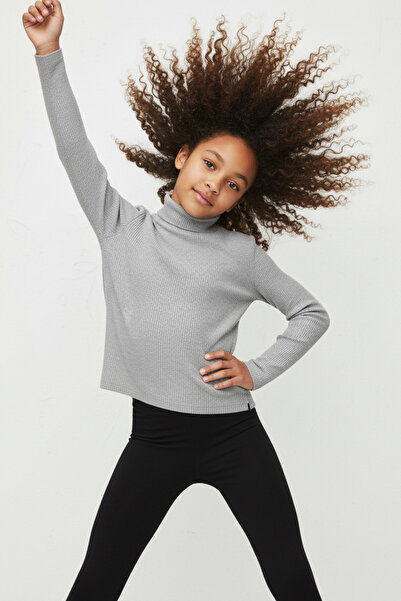 Colorinas Turtleneck Long Sleeve Ribbed Knit Tshirt