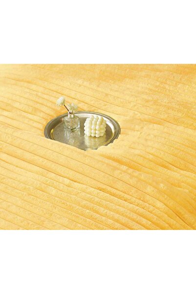 CASIMI Bedding Set with Duvet Included, Fitted Sheet, 6 Pieces, Artificial Rabbit Fur and Velvet, Yellow