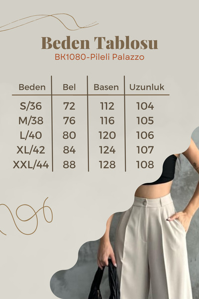 Balenbi Γυναικείο πλισέ ψηλόμεσο φαρδύ πόδι ελαστικό ύφασμα παντελόνι palazzo 1139