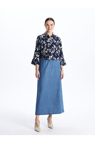 LC Waikiki Comfortable Fit Women's Jeans Skirt with Elastic Waist