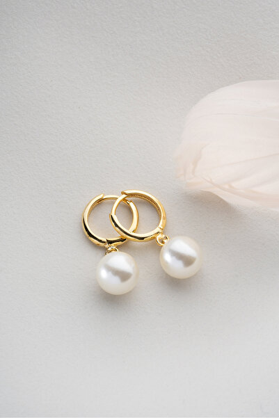 Silvano Jewelry 925 Ayar Gümüş Altın Kaplama İnci Küpe