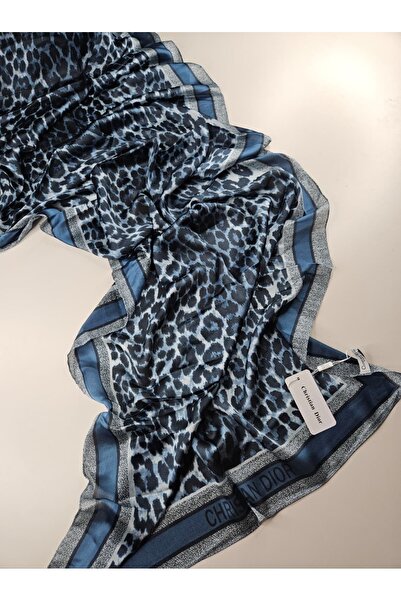 Shiva Scarfs وشاح حريري بنمط الفهد مع تصميم CD، شال حريري، حجاب