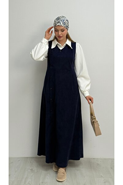 SLAVY Gömlekli İkili Takım Star Süet Kumaş Elbise