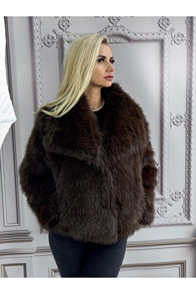 MAXORA SHOP Elegant jacket with oversized collar made of eco-fur