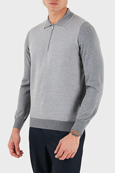 GRAN SASSO 100% Wool Regular Fit Half Zip Polo Neck Sweater Men's Polo Neck Sweater 43108 14713 0