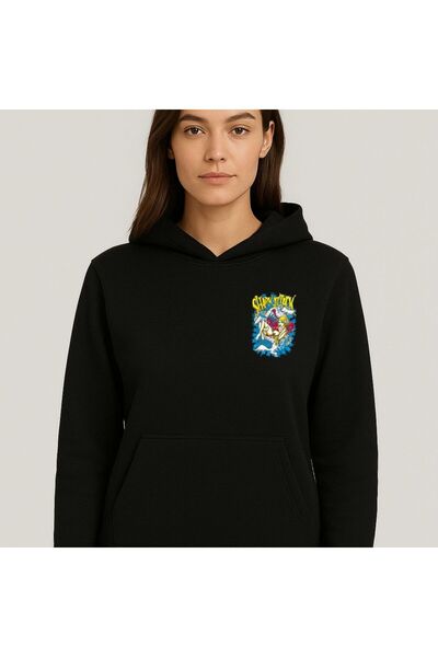 Etoile Studio Dogfish Printed Unisex 3 Thread Fleece O Oversized Autumn/Winter K Hooded Kangaroo Pocket Sweatshirt