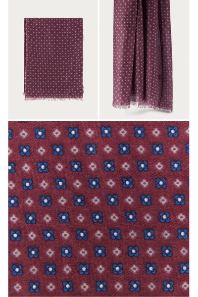 CROATE İtalyan Çift Taraf İpek Baskı Şal-Atkı