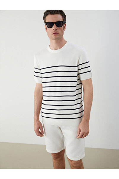 LC Waikiki New Season Crew Neck Short Sleeve Striped Men's Knitwear Sweater -...