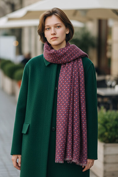 CROATE İtalyan Çift Taraf İpek Baskı Şal-Atkı