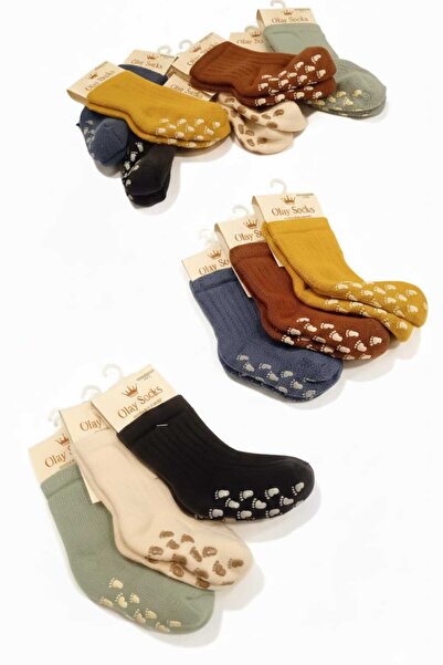 Mamman's 6-Piece Anti-Slip Sole Towel Socks, Thick Winter Socks Unisex, Girl-Boy Baby Kids Socks Set