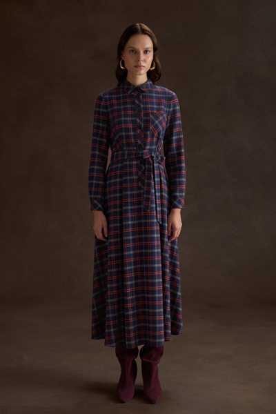 Aker Ekose Desenli Elbise