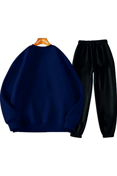 HOFFNUNG Casual Crew Neck Top and Sweatpants Set - Solid Color Tiny Bird Full Sweatshirt