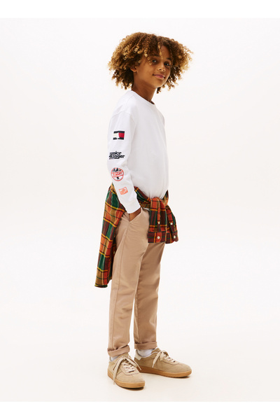 Tommy Hilfiger Baskılı Beyaz Erkek Çocuk T-Shirt KB0KB09935YBR