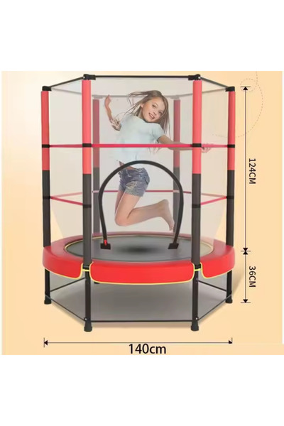 LUDIRO Trampoline for Children, Height 160 Cm, Supports 200 kg, Indoor or Outdoor, Red, + 3 Years