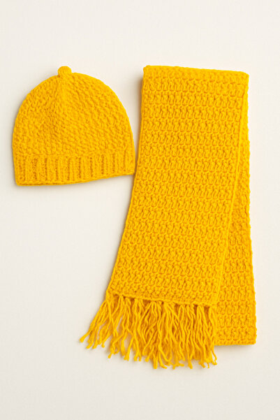 Yalçınoğlu Kids Hand Knitted Wool Children's Scarf Beanie Set |   3-8 Years Old |   Handmade Winter Set |   Warm Holder Winter Set I
