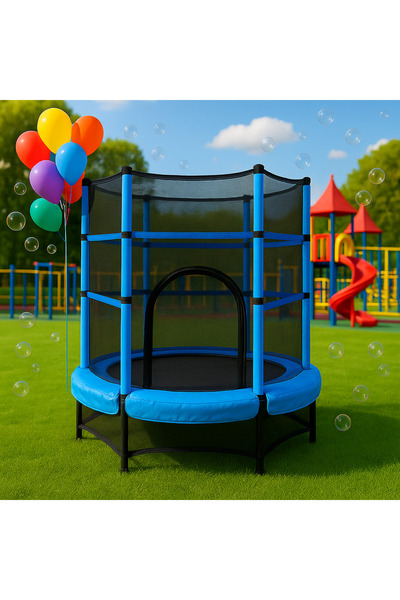 LUDIRO Τραμπολίνο για παιδιά, Ύψος 160 εκ., Υποστηρίζει 200 ​​κιλά, Εσωτερικού ή Εξωτερικού Χώρου, Μπλε, + 3 ετών