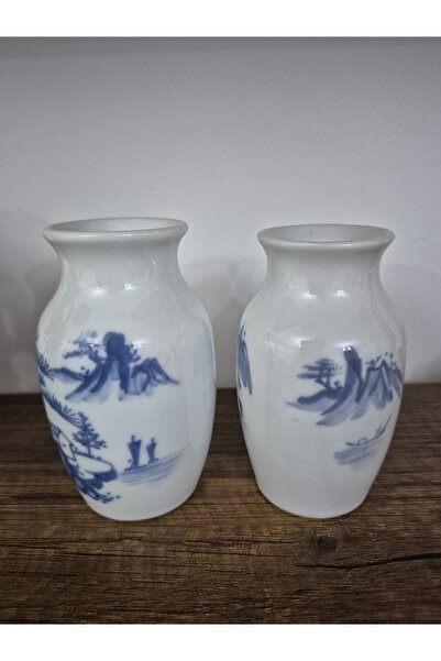Edi Antik Mavi Beyaz Çin Porselen Antika Vazo. Orijinal dönemine ait 2 adet. ...