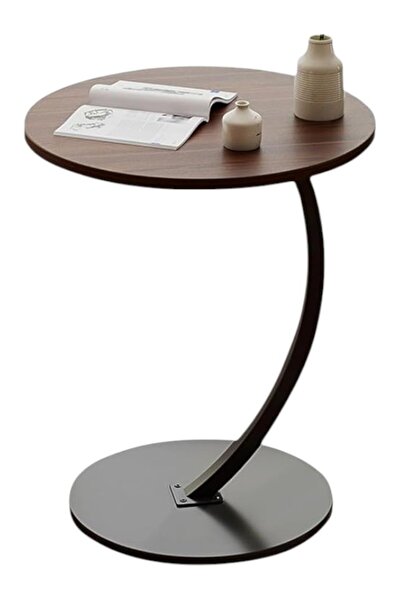 WDA C-Shaped Side Table, Metal Frame Sofa End Table, Portable Overbed Nightstand, Style 2