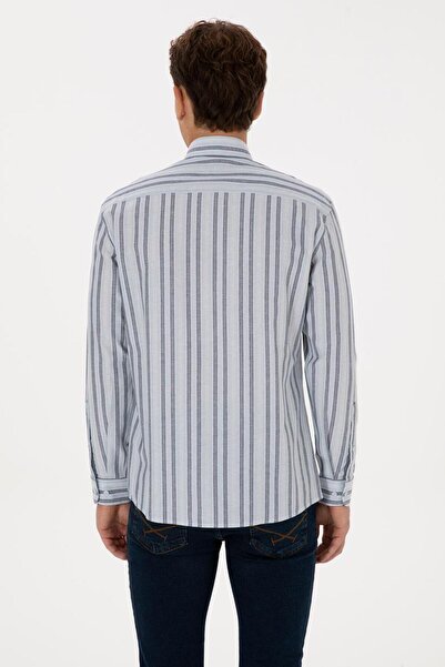 U.S. Polo Assn. Men's Light Blue Striped Long Sleeve Shirt Tekspor223655.2