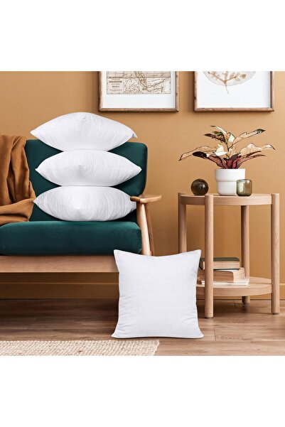 Eworld Throw Pillows Indoor Throw Pillows for Beds and Seats (Pack of 4, White, 50x50cm), Solid Woven Fabri