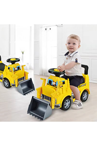 LUDIRO Ride On Bulldozer, With Trailer, Steering Wheel and Horn, Functional Carat Bucket, 65.5x37x22.5 Cm