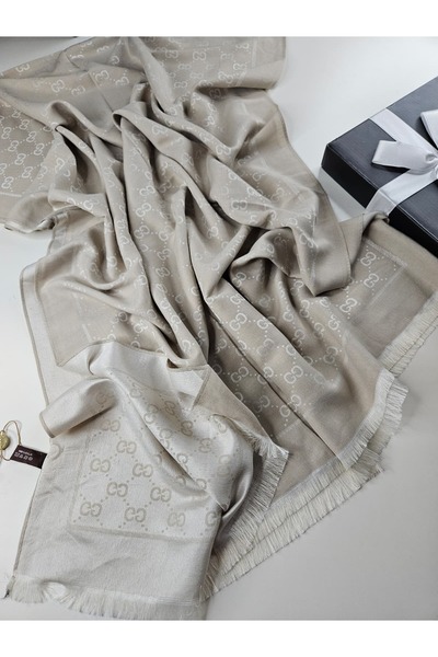 Shiva Scarfs G Desen Soft Pamuk Yün İpek Şal Çift Taraflı 4 Mevsim Silk Scarf...